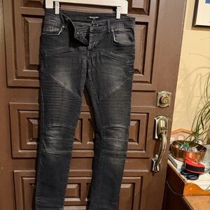 Balmain Black Slim Biker Jeans